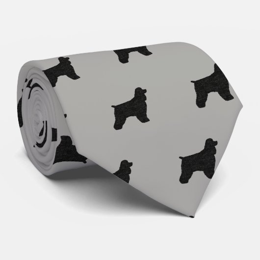 Cocker Spaniel Silhouettes Pattern Grey and Black Stropdas (Opgerold)