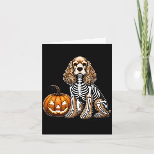 Cocker Spaniel Skelet Jack O Lantern Grappige Hond Kaart (Voorkant)