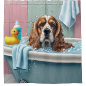 Cocker Spaniel Slordige Slaap Mopshond Grappig Douchegordijn (Voorkant)