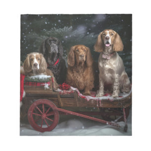 Cocker Spaniel Sneeuw Slede Kerst Decoratie Notitieblok
