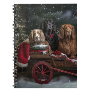 Cocker Spaniel Sneeuw Slede Kerst Decoratie Notitieboek