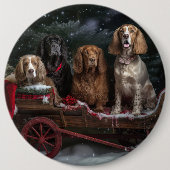 Cocker Spaniel Sneeuw Slede Kerst Decoratie Ronde Button 6,0 Cm (Voorkant)