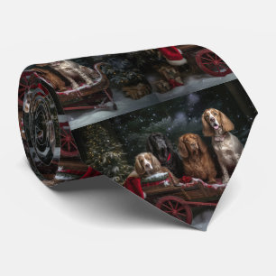Cocker Spaniel Sneeuw Slede Kerst Decoratie Stropdas