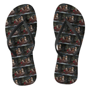 Cocker Spaniel Sneeuw Slede Kerst Decoratie Teenslippers