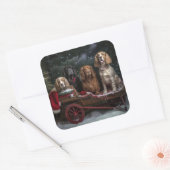 Cocker Spaniel Sneeuw Slede Kerst Decoratie  Vierkante Sticker (Envelop)