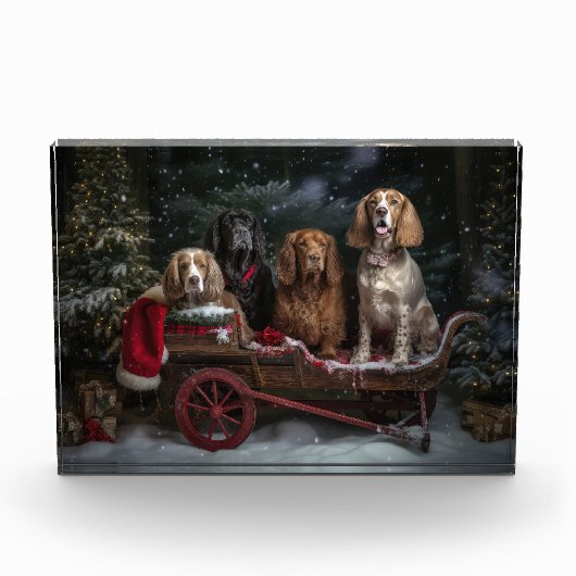 Cocker Spaniel Sneeuw slee Christmas decoratie   Fotoblokken (Voorkant)