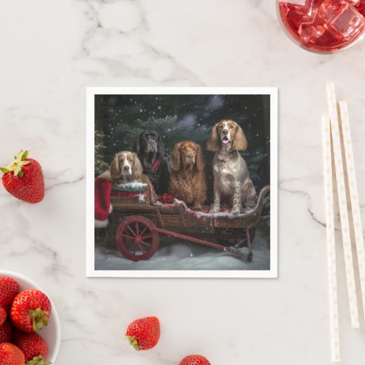 Cocker Spaniel Sneeuw slee Kerstmis decoratie Servet (Insitu)