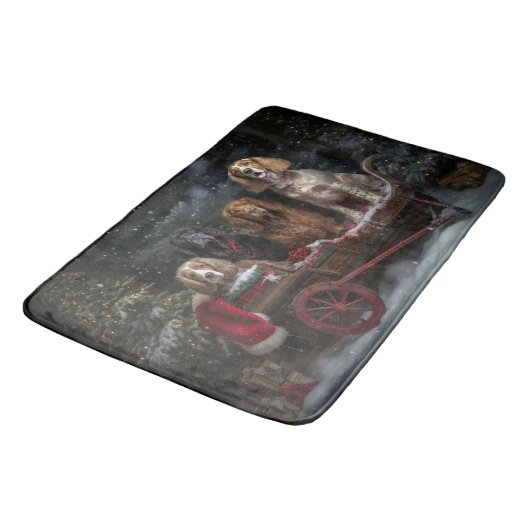 Cocker Spaniel Sneeuwslee Kerstdecoratie Badmat (Gekanteld)