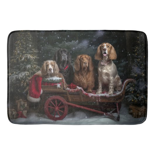 Cocker Spaniel Sneeuwslee Kerstdecoratie Badmat (Voorkant)