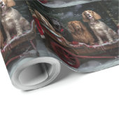 Cocker Spaniel Sneeuwslee Kerstdecoratie Cadeaupapier (Rol Hoek)