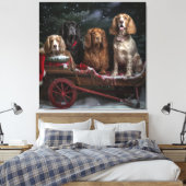 Cocker Spaniel Sneeuwslee Kerstdecoratie Canvas Afdruk (Insitu (Slaapkamer))