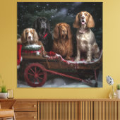 Cocker Spaniel Sneeuwslee Kerstdecoratie Canvas Afdruk (Insitu (Woonkamer))
