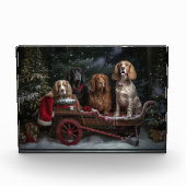 Cocker Spaniel Sneeuwslee Kerstdecoratie Fotoblokken (Voorkant)