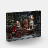 Cocker Spaniel Sneeuwslee Kerstdecoratie Fotoblokken (Links)