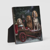 Cocker Spaniel Sneeuwslee Kerstdecoratie Fotoplaat (Voorkant)