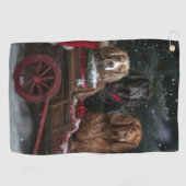 Cocker Spaniel Sneeuwslee Kerstdecoratie Golfhanddoek (Horizontaal)