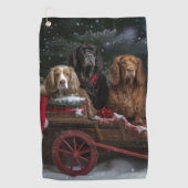Cocker Spaniel Sneeuwslee Kerstdecoratie Golfhanddoek (Voorkant)