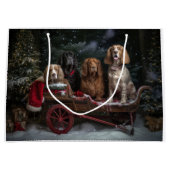Cocker Spaniel Sneeuwslee Kerstdecoratie Groot Cadeauzakje (Voorkant)