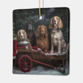 Cocker Spaniel Sneeuwslee Kerstdecoratie Keramisch Ornament (Links)