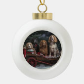 Cocker Spaniel Sneeuwslee Kerstdecoratie Keramische Bal Ornament (Voorkant)