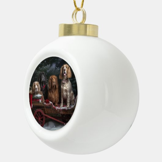 Cocker Spaniel Sneeuwslee Kerstdecoratie Keramische Bal Ornament (Rechts)