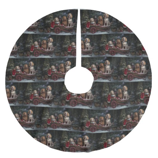 Cocker Spaniel Sneeuwslee Kerstdecoratie Kerstboom Rok (Voorkant)