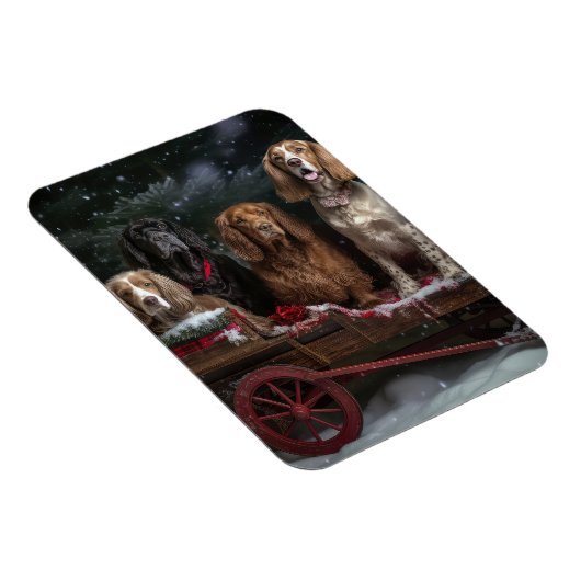 Cocker Spaniel Sneeuwslee Kerstdecoratie Magneet (Rechterzijde)