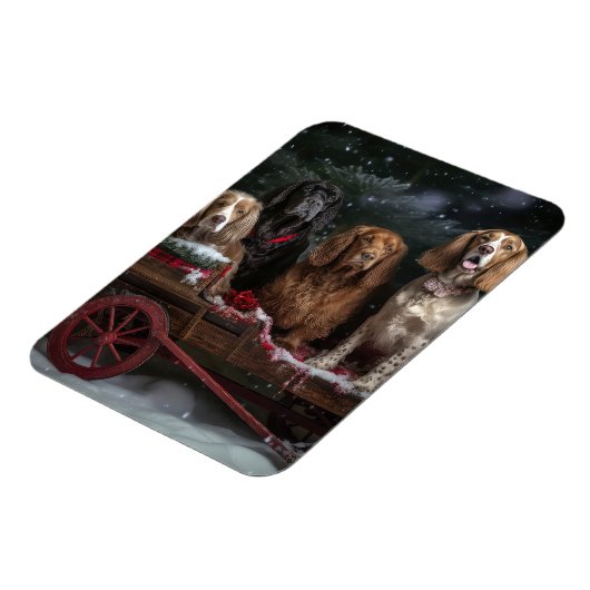 Cocker Spaniel Sneeuwslee Kerstdecoratie Magneet (Linkerzijde)