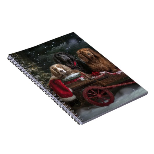 Cocker Spaniel Sneeuwslee Kerstdecoratie Notitieboek (Rechterzijde)