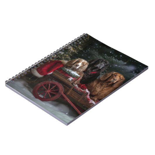 Cocker Spaniel Sneeuwslee Kerstdecoratie Notitieboek (Linkerzijde)