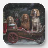 Cocker Spaniel Sneeuwslee Kerstdecoratie Papieren Bordje (Voorkant)