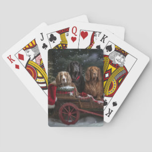 Cocker Spaniel Sneeuwslee Kerstdecoratie Pokerkaarten