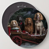 Cocker Spaniel Sneeuwslee Kerstdecoratie Ronde Button 6,0 Cm (Voorkant /achterkant)