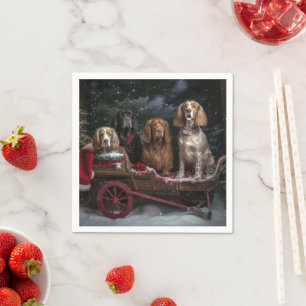 Cocker Spaniel Sneeuwslee Kerstdecoratie Servet