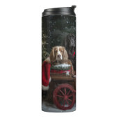 Cocker Spaniel Sneeuwslee Kerstdecoratie Thermosbeker (Gedraaid links)