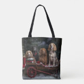 Cocker Spaniel Sneeuwslee Kerstdecoratie Tote Bag (Achterkant)