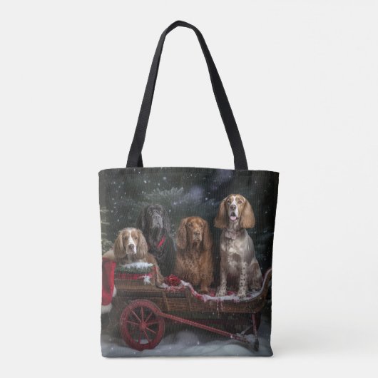 Cocker Spaniel Sneeuwslee Kerstdecoratie Tote Bag (Achterkant)