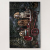Cocker Spaniel Sneeuwwagen Kerstmis Decoratie  Legpuzzel (Verticaal)