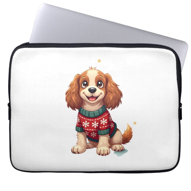 Cocker Spaniel Snowflake Gloed hond Laptop Sleeve (Voorkant)