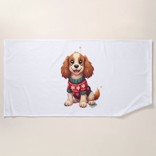 Cocker Spaniel Snowflake Gloed hond Strandlaken (Voorkant)