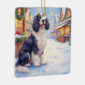 Cocker Spaniel Snowy Village Christmas Art Keramisch Ornament (Rechts)