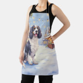 Cocker Spaniel Snowy Village Christmas Art Schort (Insitu)