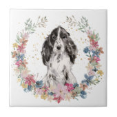 Cocker Spaniel Spring Flowers Wreater Tegeltje (Voorkant)