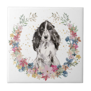 Cocker Spaniel Spring Flowers Wreater Tegeltje
