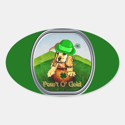 Cocker Spaniel St Patricks Day Ovale Sticker (Voorkant)