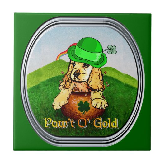 Cocker Spaniel St Patricks Day Tegeltje (Voorkant)