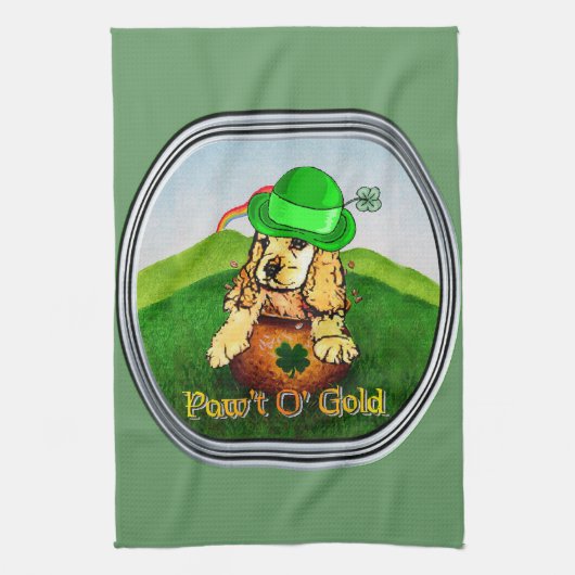 Cocker Spaniel St Patricks Day Theedoek (Verticaal)