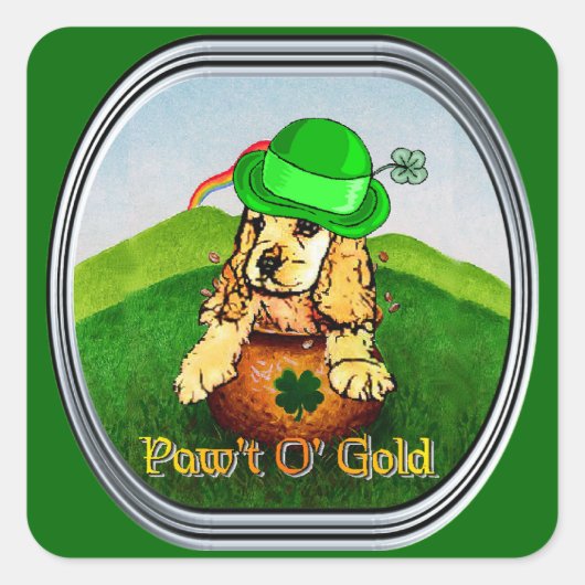 Cocker Spaniel St Patricks Day Vierkante Sticker (Voorkant)