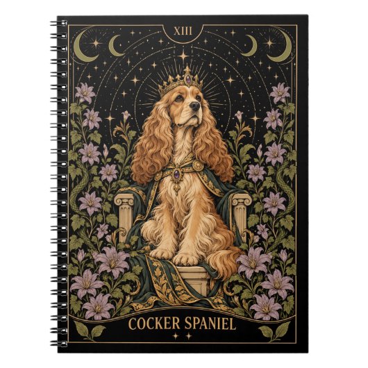 Cocker Spaniel, Starlit Tarot Kunst Notitieboek (Voorkant)