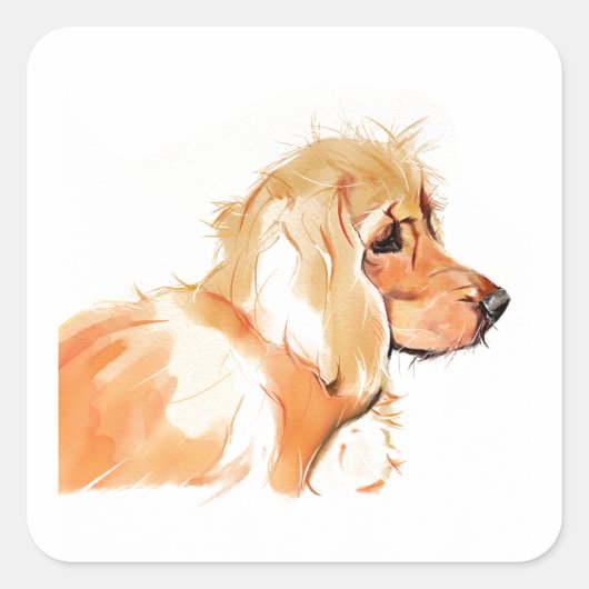 Cocker Spaniel Sticker, Honden Kunst Vierkante Sticker (Voorkant)